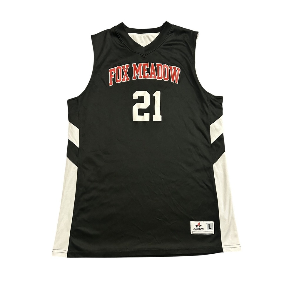 Alleson Athletic Basketball Jersey Mens L Black Excellent Meadow 21 Reversible